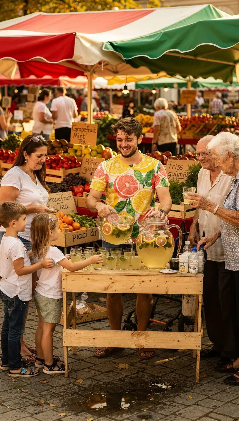 Jégkockákkal tálalt grapefruit menta tea, tökéletes nyári ital.